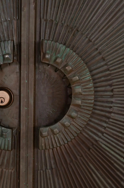 Billy Joe McCarroll and David Gillespie Bronze Brutalist Heroic Sunburst Doors